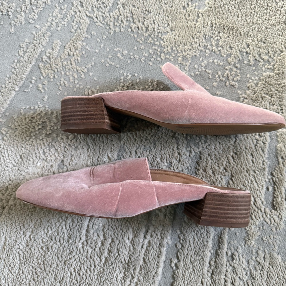 Madewell Willa Loafer Mules pink plush velvet slip on loafer flats size 9 - Picture 3 of 11